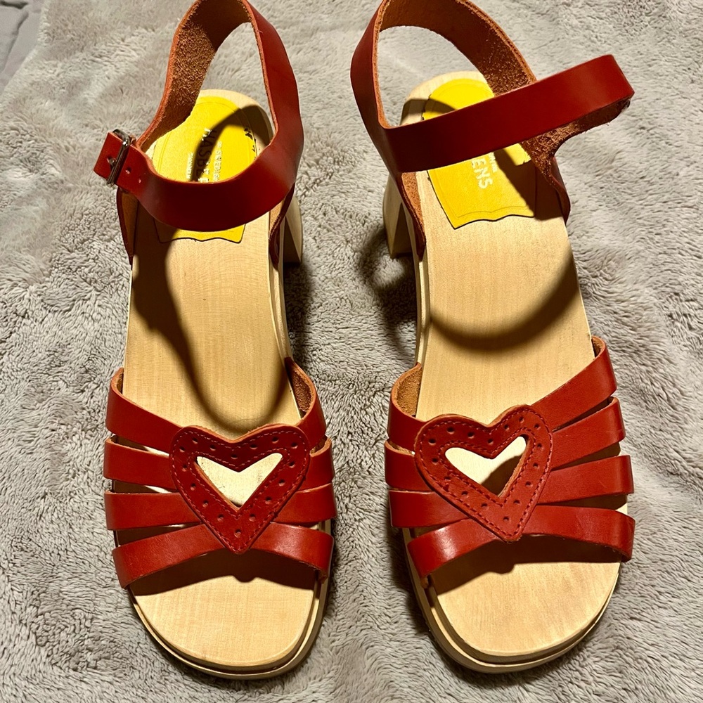 Swedish Hasbeens Red Heart Women's Clog Sandals